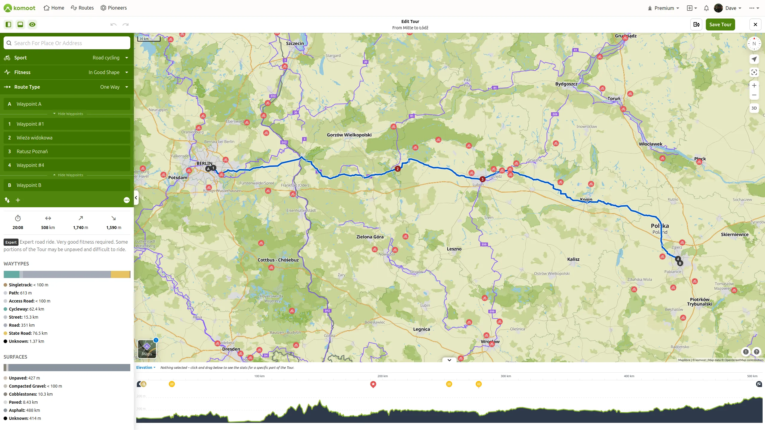 Komoot route planner